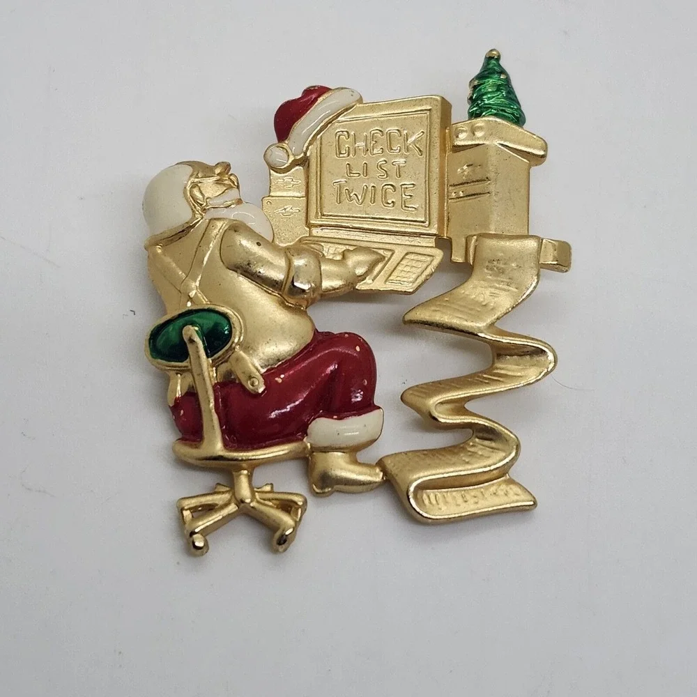 Vintage Danecraft Santa Christmas‎ Pin Brooch